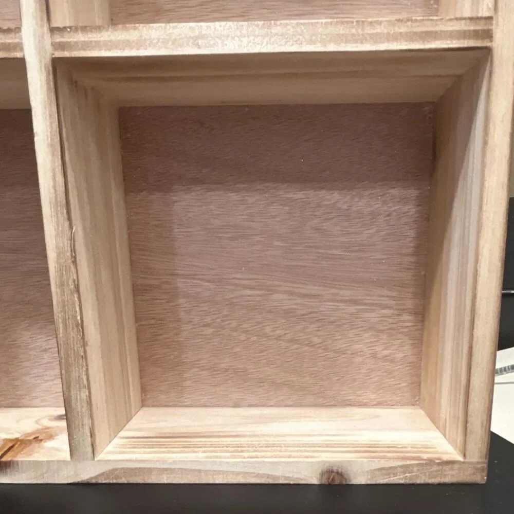 Ashland Tabletop Present Cubby Wood Storage Bin w/ 4 Compartments & Red Bow